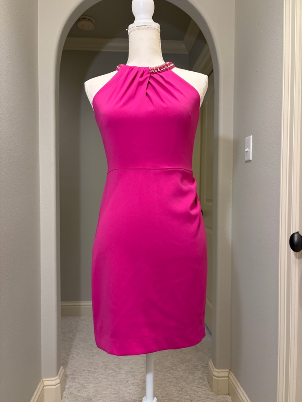 Laundry By Shelli Segal Hot Pink Halter Sheath Dress